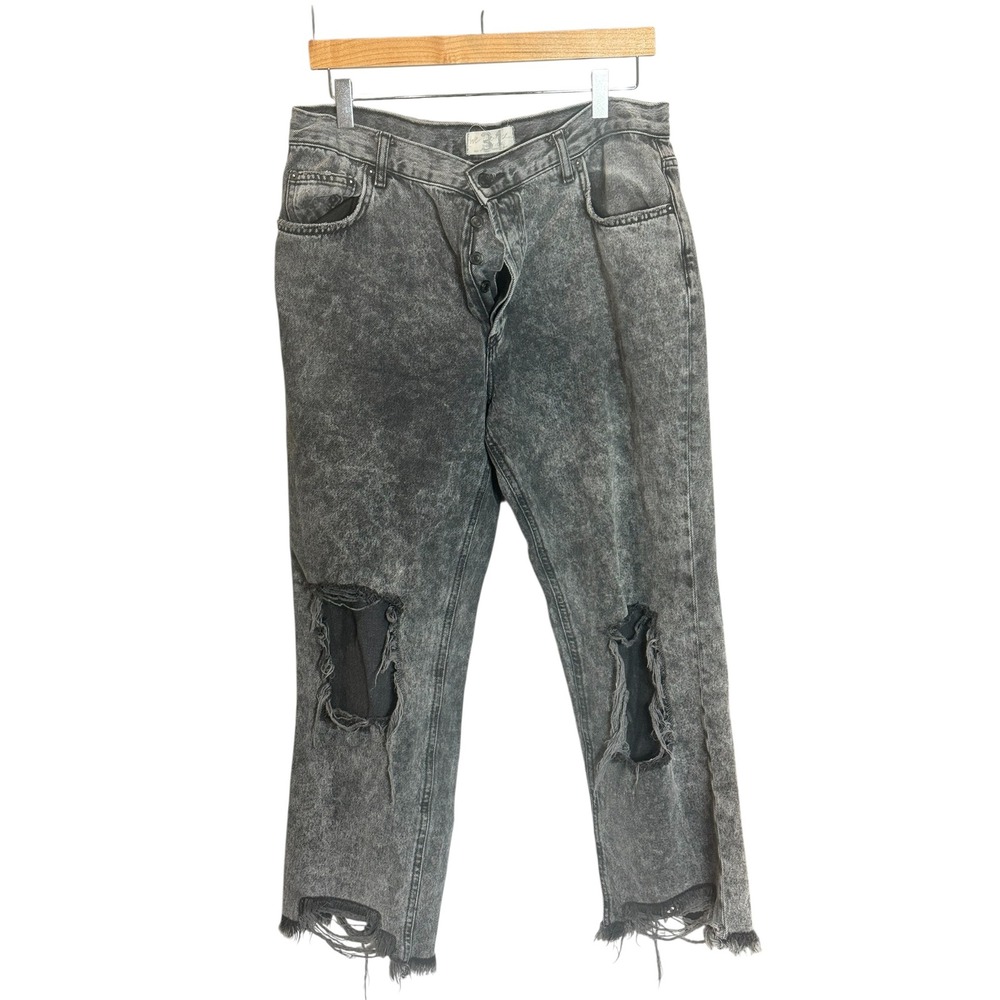 Free People We The Free Maggie Mid-Rise Straight Leg Jeans Distressed Size 31